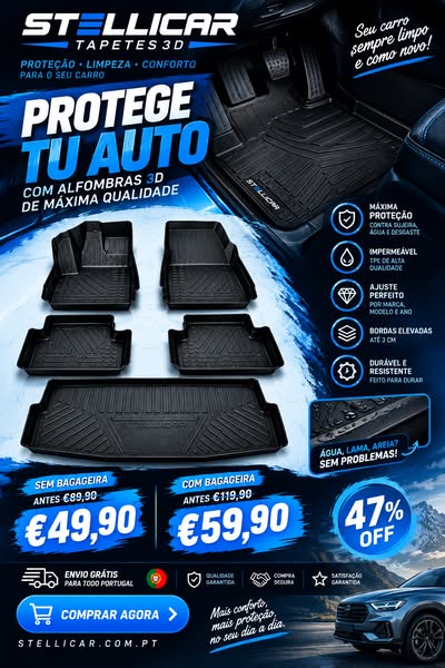 Tapetes 3D à Medida para o Seu Carro