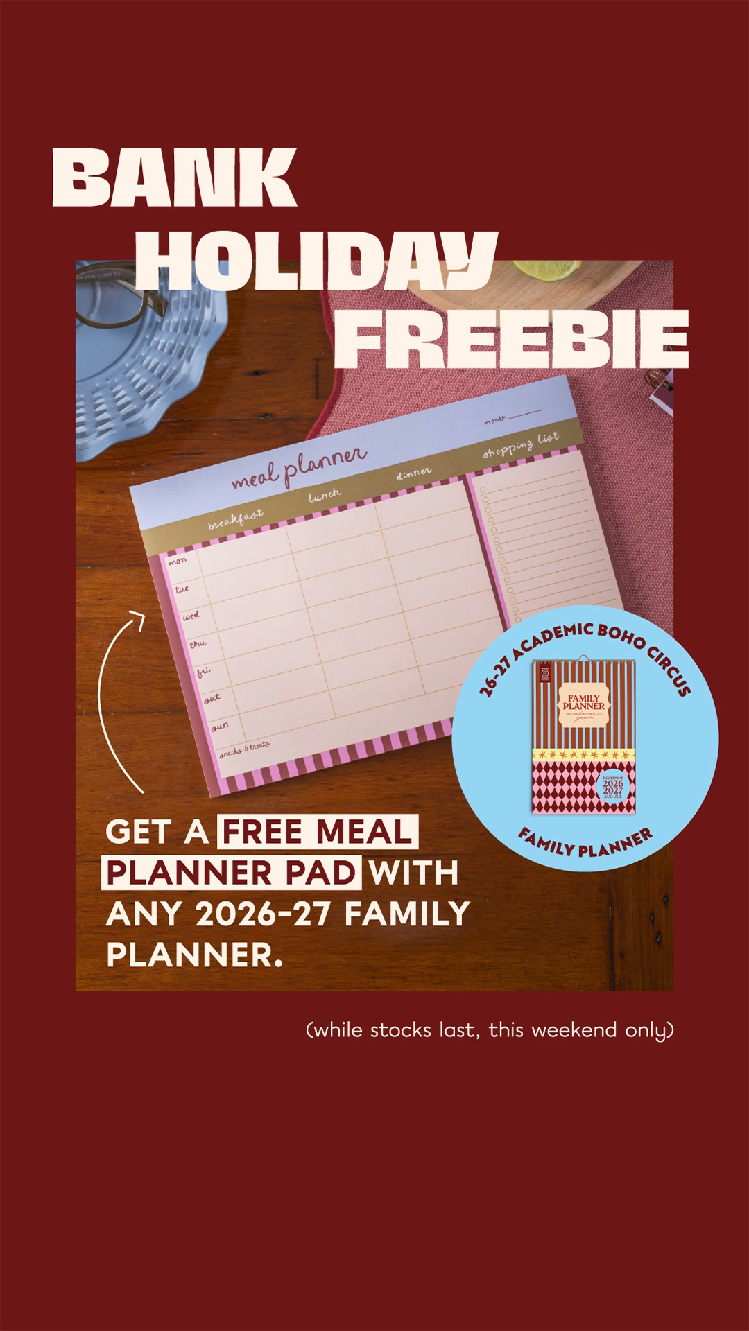 This Weekend Only: A Free Meal Planner Pad