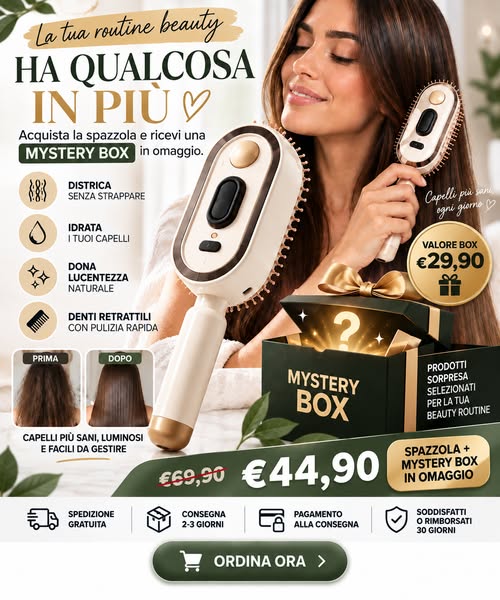 Non sai cosa troverai nella box… ma sai già cosa ricevi. Acquista la nostra spazzola rosa e ricevi una Mystery Box in omaggio