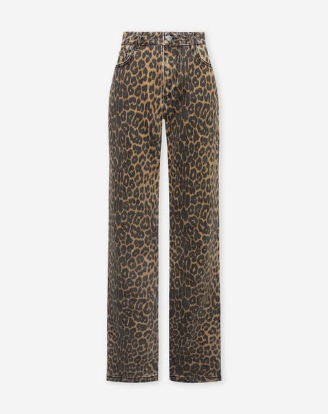 Leopard Bootcut Jeans Zwart