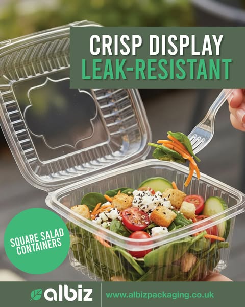 Square Takeaway Salad Container with Hinged Lid