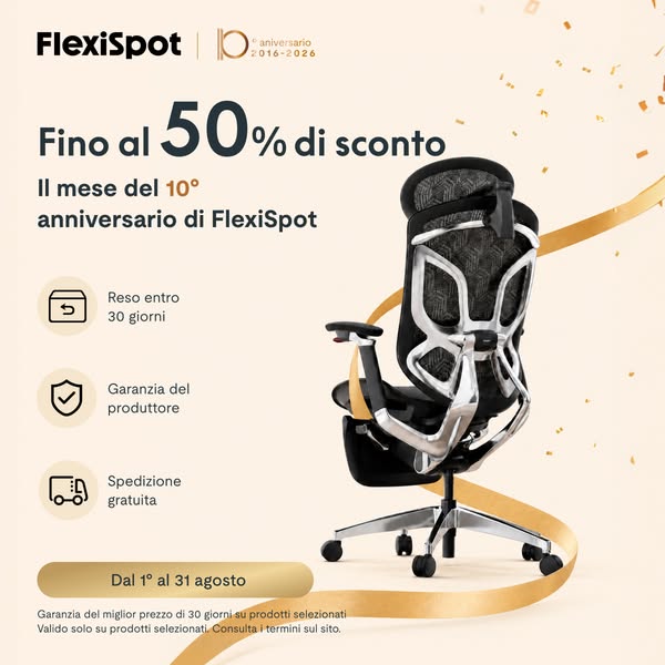sedie ergonomiche fino al 50% — tutto agosto per il 10° anniversario