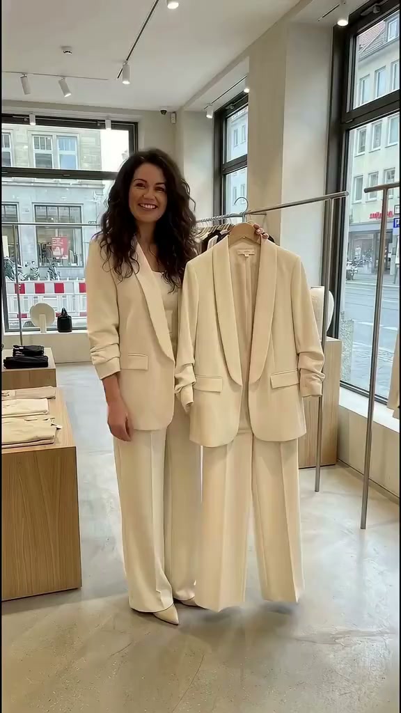Gratis verzendingDames Colbert Set met Sjaalkraag & Wijde Pijpen Broek – Chic, Comfortabel & Tijdloze Stijl