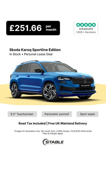 £251.66 / pm – Skoda Karoq SportLine Lease