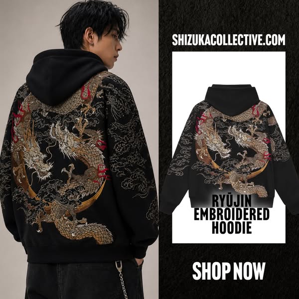 Ryūjin Dual Dragon Embroidered Hoodie