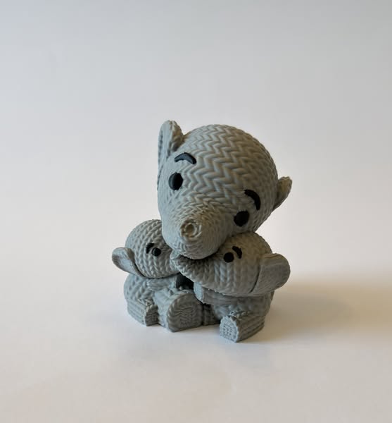 Elefant med barn/børn Elefant med 2 børn - Lille - 6 cm høj