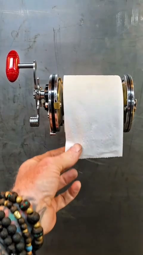 Fishing Reel Toilet Paper Holder. Vintage. Functional. Cabin Ready.
