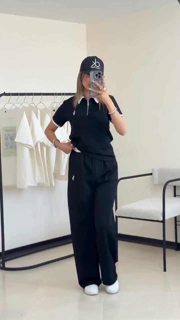 Zip Collar Polo Set — Stylish