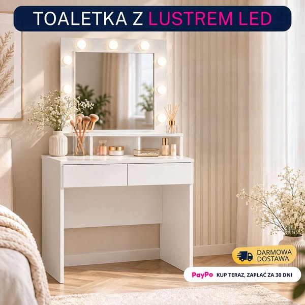 TOALETKA Z LUSTREM LED - DARMOWA DOSTAWA
