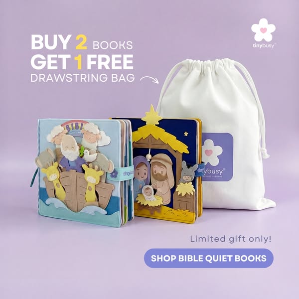 TinyBusy Bible Quiet Book Bundle with Limited Gift for Christian Families