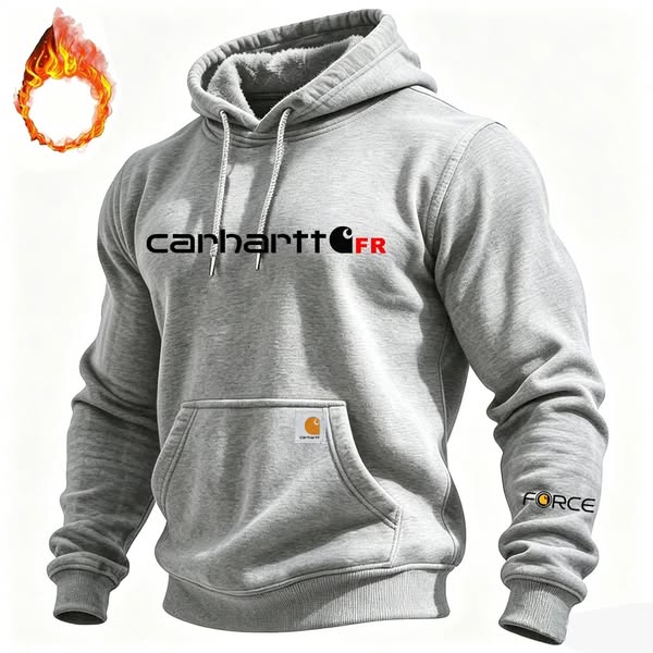 Men's Vintage Fleece Lined Hoodie Flower ash-2XL