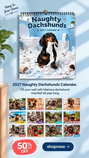 Naughty Dachshunds 2027 Wall Calendar – 12 Months of Mischief, Mayhem & Sausage Dog Smiles