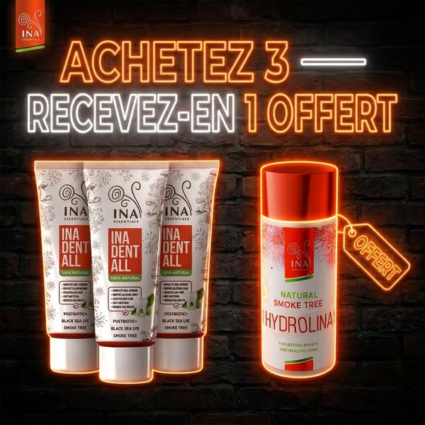 3 dentifrices INA Dent-All achetés, ta Hydrolina offerte