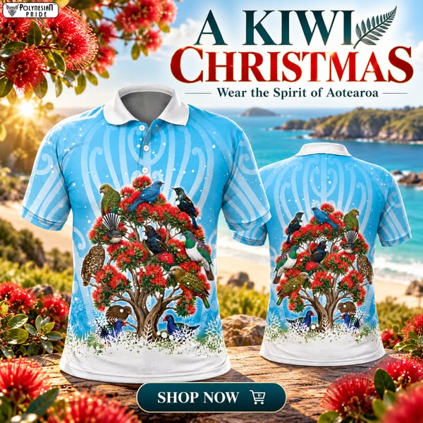 New Zealand Birds Christmas Tree Polo