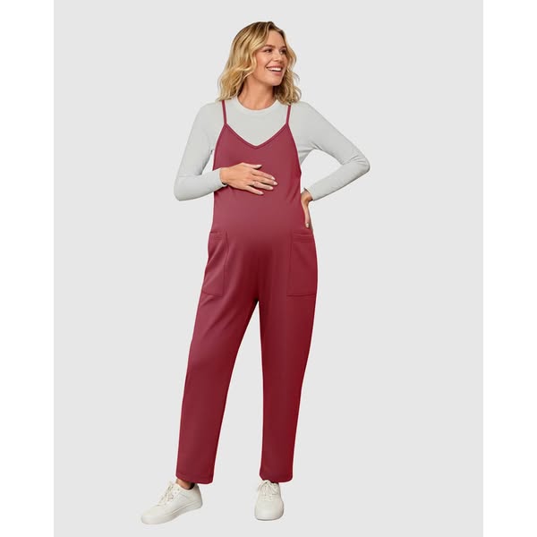 Adjustable Strap Relaxed Maternity Jumpsuit