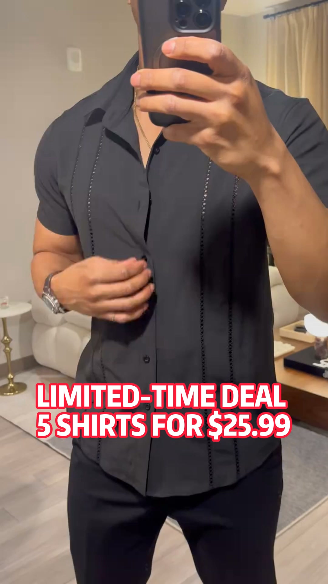 Men's Classic Guayabera Shirt – Elegant Cuban Style Casual Button Up Shirt for Summer