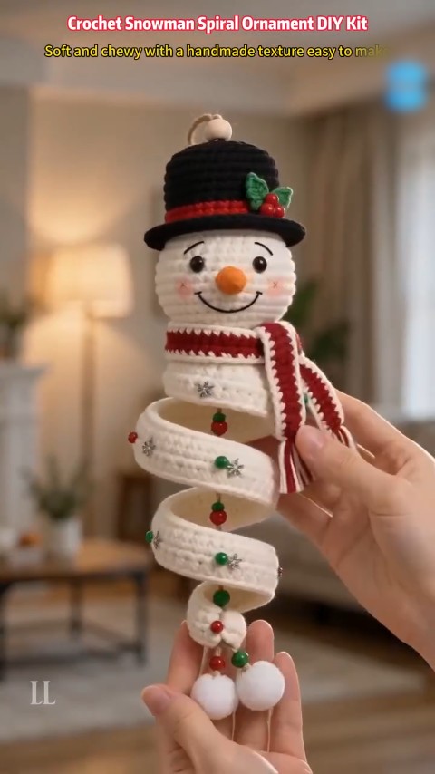 Crochet Snowman Spiral Ornament DIY Kit