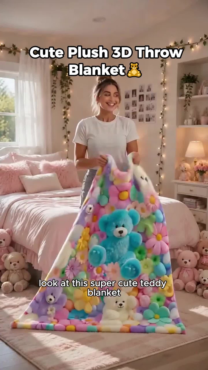 Cute Plush 3D Throw Blanket