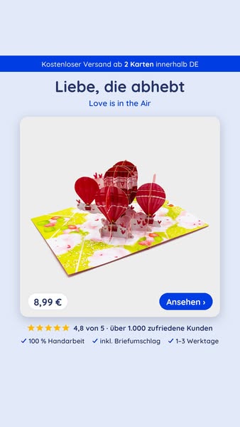 3D Pop-Up Karten ab 8,99 €