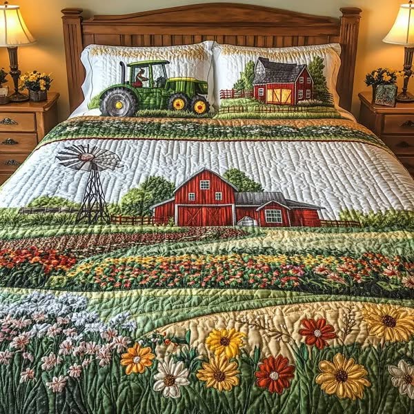 Barnyard Blossom 3-Piece Quilted Bedding Set NCU0PT5649 - Single (59'' x 70'')