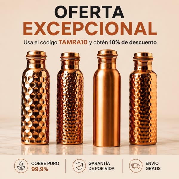 Cobre puro al 99,9 %. producción artesanal. Envío gratuito. MyTamra™ : la inversión en bienestar que usted merece.