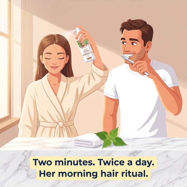 Two minutes. Twice a day. That's her ritual.