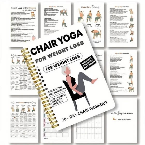30-Day Chair Yoga Weight Loss Spiral Notebook & Exercise Guide