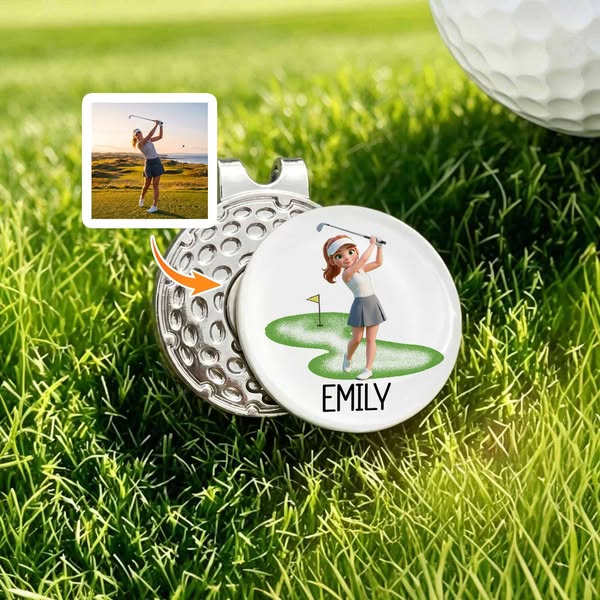 Personalized Photo Design Golf Ball Marker Magnetic Hat Clip with Name Golf Accessory Birthday Gift for Golf Player