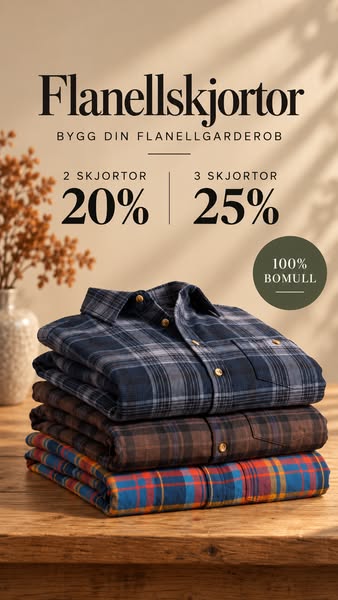 Flanellskjortor i 100% bomull