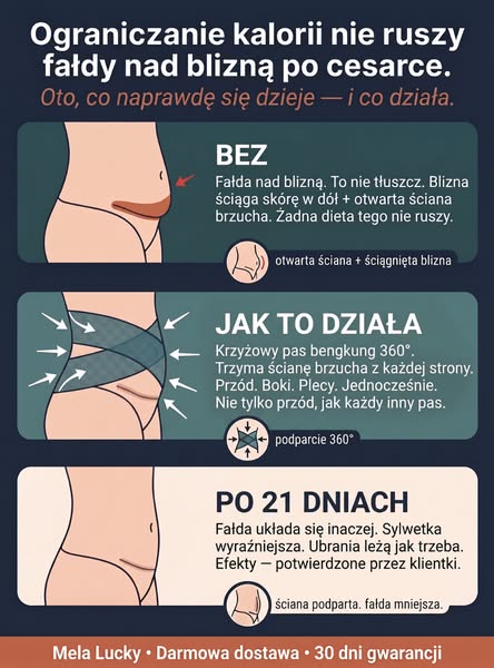 Twoje zgrubienie nad blizną po cesarskim cięciu nie zniknie dzięki diecie. Oto dlaczego.