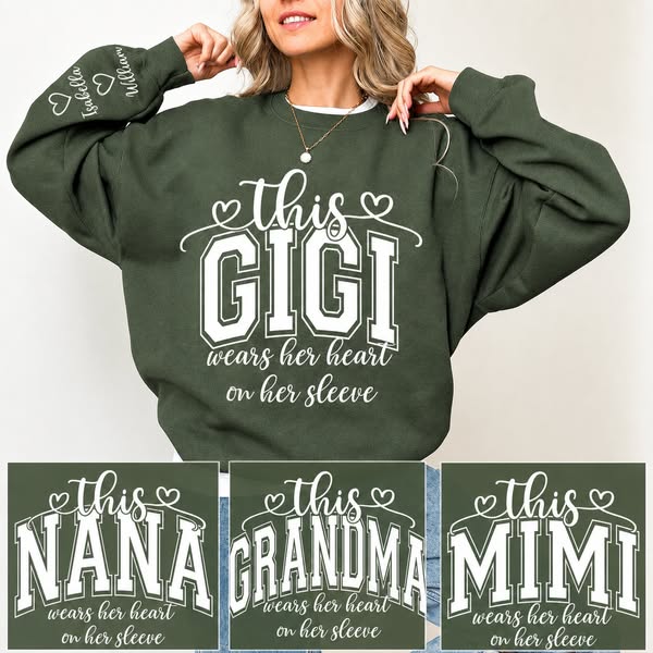 This Grandma Wears Her Heart On Her Sleeve Shirt with Grandkids’ Names