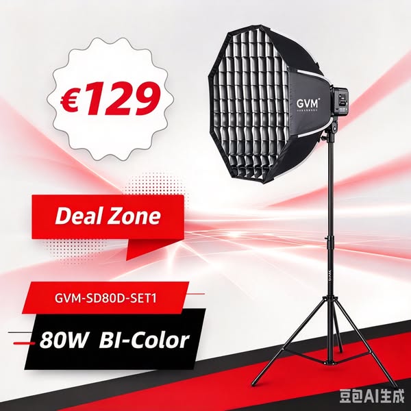 GVM SD80D Bi-Color LED Monolight Kit with Bowens Mount Softbox&Stand