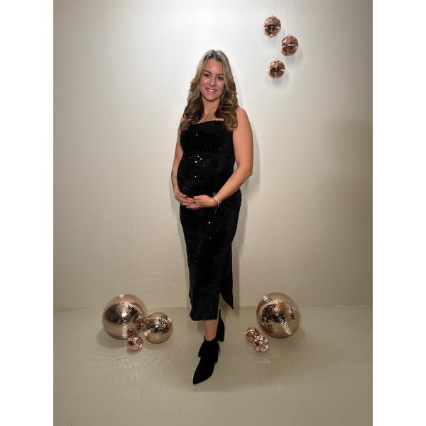 Strapless Pailletten Jurk Zwart