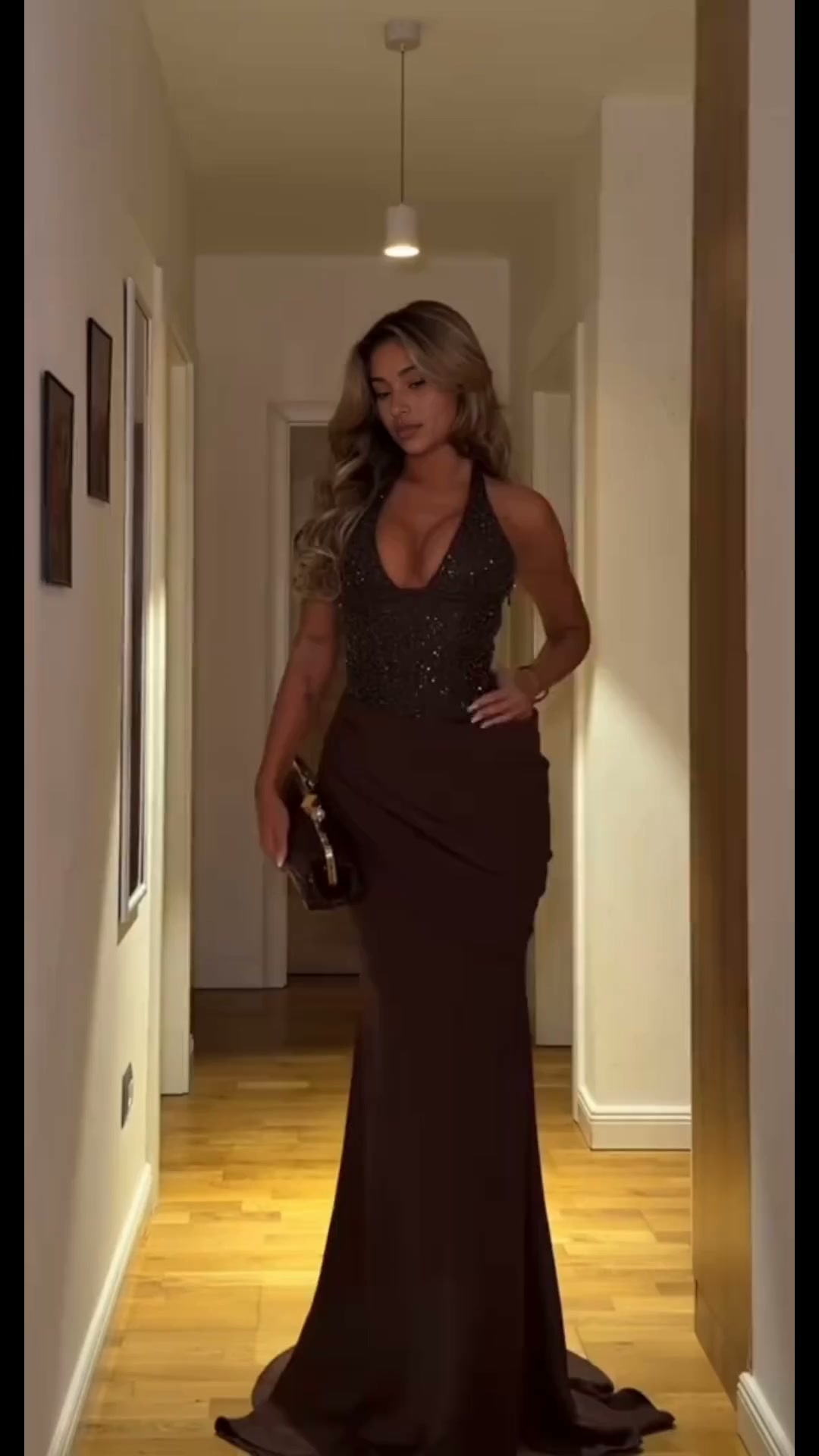 Vesper Sequin Halter Maxi Dress