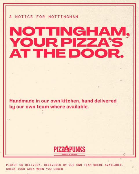 Nottingham, pizza's at your door