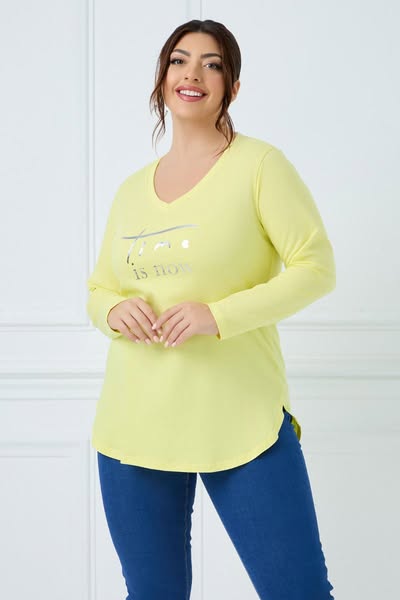 Μακρυμάνικο T-Shirt Λεμονί — DM Plus Size Creations