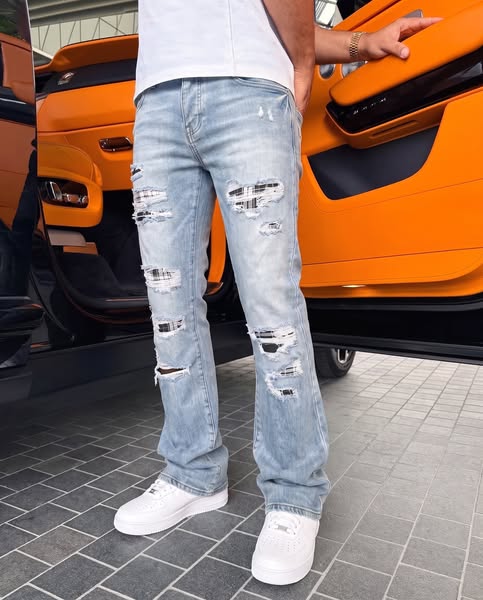 Flare Denim V2 - Tartan Repair Light Wash