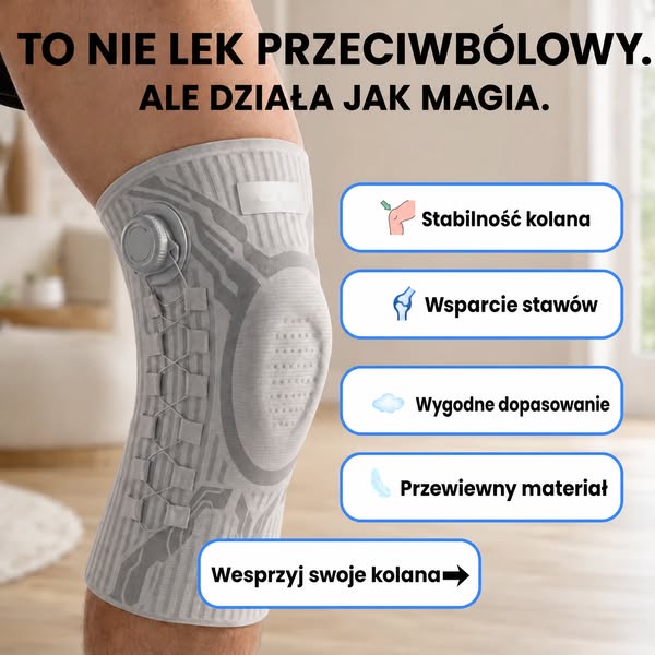 Opaska stabilizująca na kolano z pokrętłem