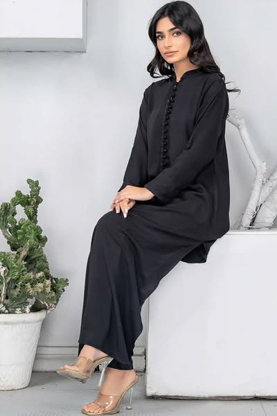 Ultra Long Black Aura Easy Care Cotton Kurta