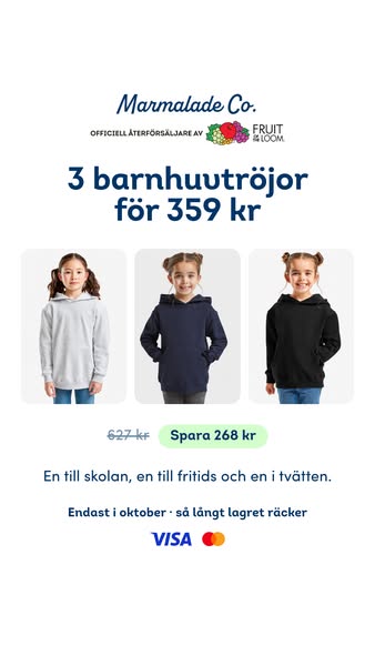 3 barnhuvtröjor för 359 kr