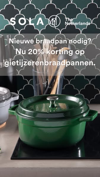 20% korting op gietijzeren braadpannen