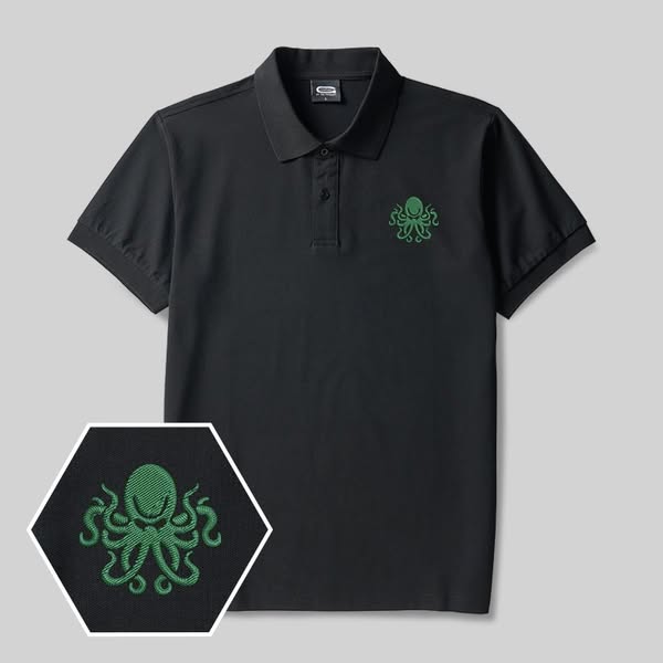 Abyssal Tentacle Geek Embroidered Polo Shirt