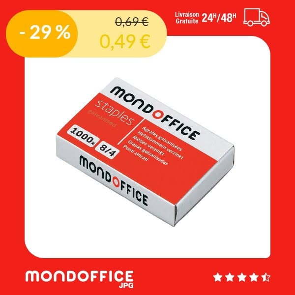 MONDOFFICE Agrafes Bébé 8/4 en acier