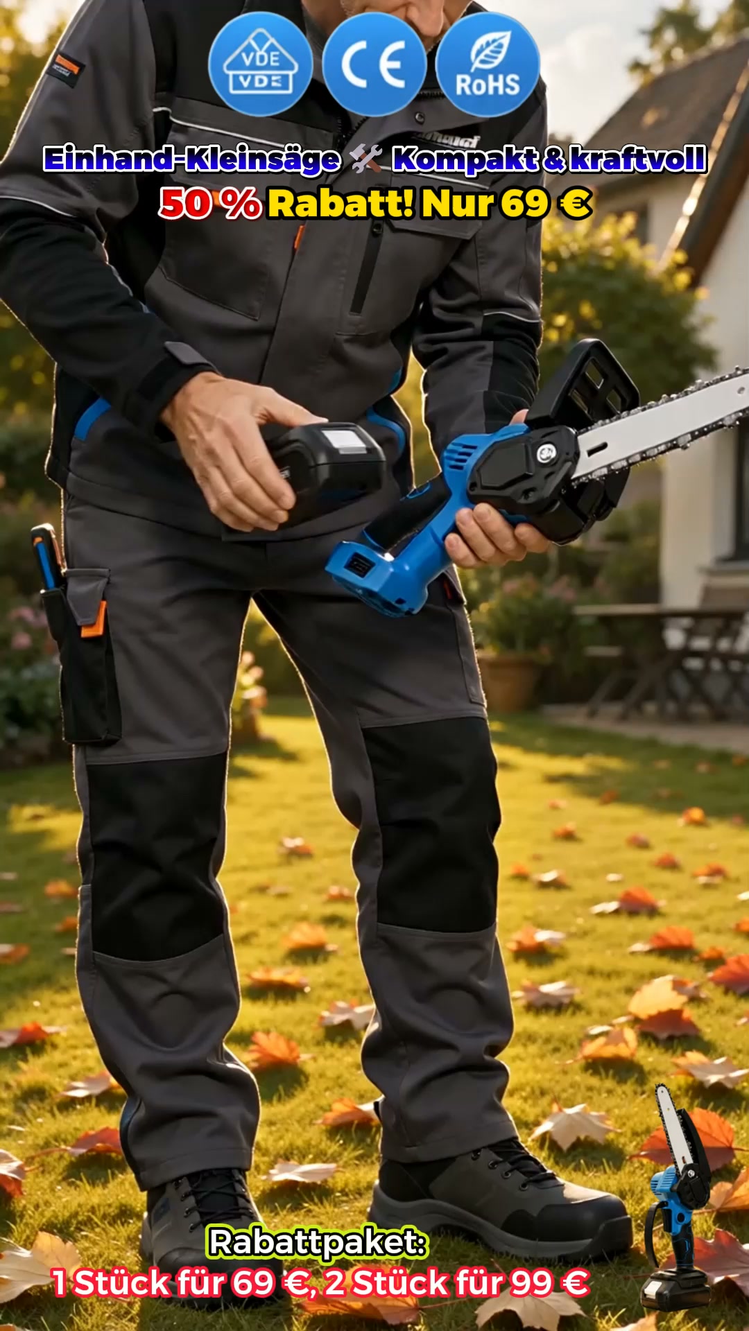 Bis zu 64% OFF! 0,7kg Einhand-Akkusäge (2er-Set nur 99 €)