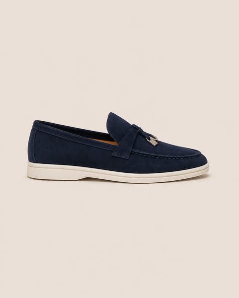 Lady Navy Blue Buckle Loafer $211