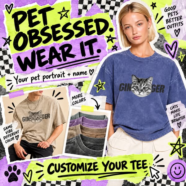Custom Pet Tee, Vintage Vibes