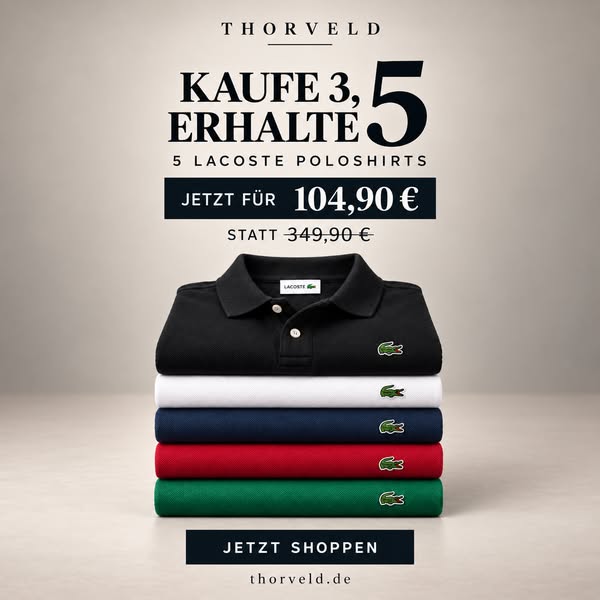 5 Poloshirts, 70% Rabatt