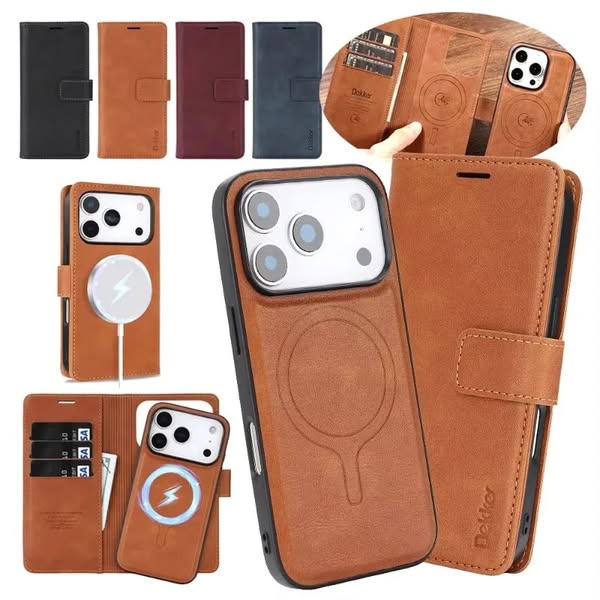 2 in 1 Magnetic Wallet Leather Case