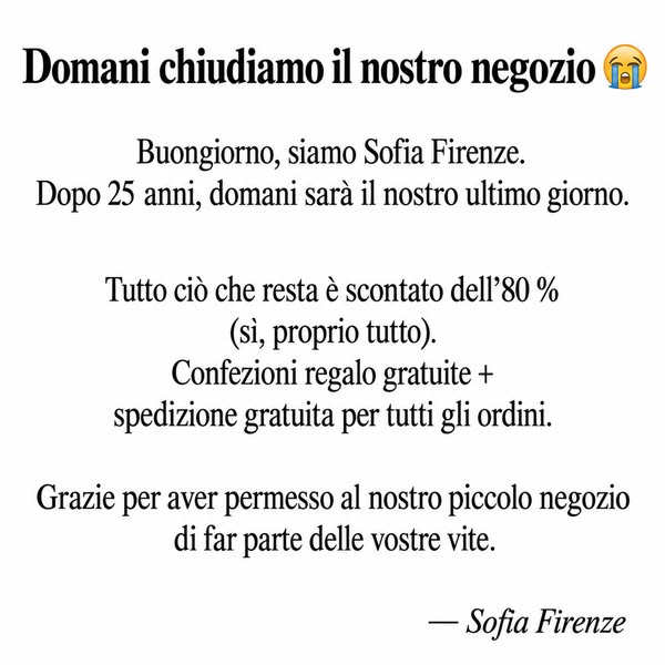 Tutto deve andare — sconto dell’80%.