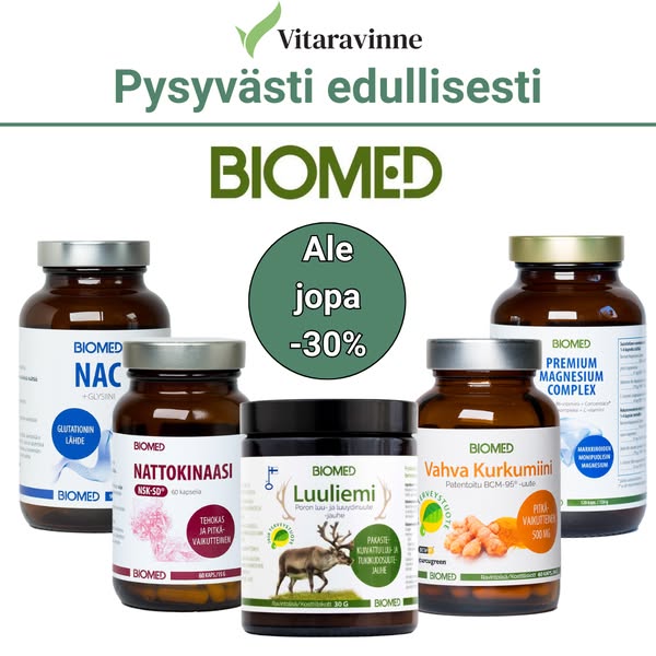 Biomed-tuotteita pysyvästi edulliseen hintaan